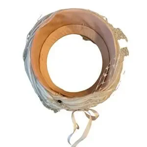 Vintage Beige Pillbox Fascinator Wedding Event Hat Lace Ribbon Trim 50\'s - 60\'s Vintage | Accessories | Vintage Beige Pillbox Fascinator  main image 2